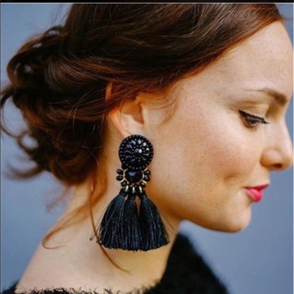 Blue Statement Earrings - Picture 5 of 6